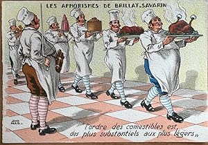 [Vintage menu/postcard, ca 1950] Les Aphorismes de Brillat-Savarin by Jean Paris, 100 x 150 mm. V...