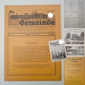 Bild des Verkufers fr Die nationalsozialistische Gemeinde. Zentralblatt der NSDAP fr Gemeindepolitik. 5. Jahrgang, Folge 11 vom 1. Juni 1937 zum Verkauf von Galerie fr gegenstndliche Kunst