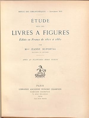 Image du vendeur pour Etude sur les livres  figures  dit s en France de 1601  1660, Th se pour le doctorat  s lettres, mis en vente par WeBuyBooks