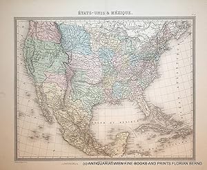 Image du vendeur pour AMERICA- NORTH Etats-Unis & Mexique. (From: Atlas Universel De Geographie Ancienne Et Moderne Dresse Par Ambroise Tardieu Revu Et Corrige Par A. Vuillemin Pour L'Intelligence De La Geographie Universelle De Malte-Brun Lavallee. Paris Furne Et Cie, Libraires-Editeurs, Rue Saint-Andre-Des-Arts, 45. MDCCCLXIII. (opposite page) . Paris. Typographie De Henri Plon, Imprimeur De L'Empereur, Rue Garanciere, 8.] mis en vente par ANTIQUARIAT.WIEN Fine Books & Prints