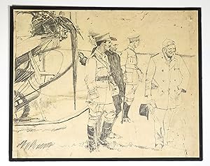 An original First World War sketch of three founding figures from the earliest days of British mi...