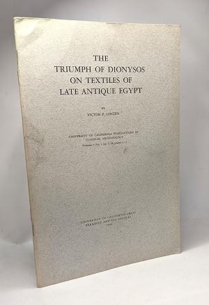 Immagine del venditore per The triumph of Dionysos on textiles of late antique egypt - VOLUME 5 N1 pp.1-38 plates 1-11 venduto da crealivres