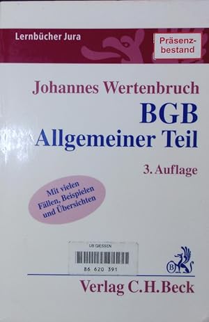 Bild des Verkufers fr BGB, Allgemeiner Teil. Mit vielen Fllen, Beispielen und bersichten. zum Verkauf von Antiquariat Bookfarm