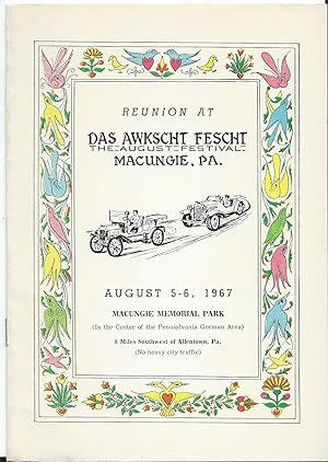 AUGUST 1967 REUNION BOOKLET AUGUST FESTIVAL MACUNGIE PENNSYLVANIA CAR SHOW