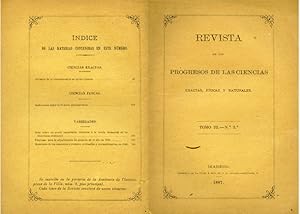 Imagen del vendedor de Revista de los Progresos de las Ciencias Exactas, Fsicas y Naturales. Tomo 22, N 2: Jos Echegaray: Divisin de la circunferencia en partes iguales (Seguido de:) Miguel Merino: Reflexiones sobre la frmula psicromtrica. a la venta por Hesperia Libros