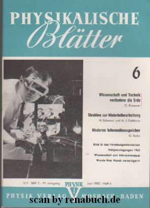 Physikalische Blätter, Ausgabe 6/1963