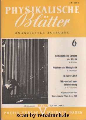 Physikalische Blätter, Ausgabe 6/1964