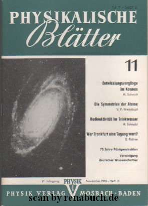 Physikalische Blätter, Ausgabe 11/1965