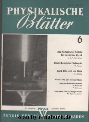 Physikalische Blätter, Ausgabe 6/1965