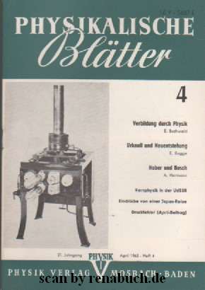 Physikalische Blätter, Ausgabe 4/1965