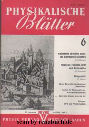 Physikalische Blätter, Ausgabe 6/1966