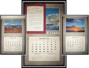 1944-45 UNITED AIRLINES Wall Calendar. US scenes from Coast to Coast