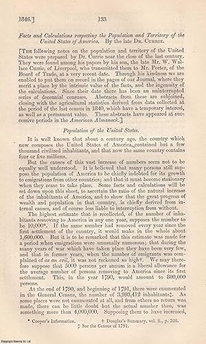 Immagine del venditore per United States of America. Facts and Calculations respecting the Population and Territory. A rare original article from the Journal of the Royal Statistical Society of London, 1846. venduto da Cosmo Books