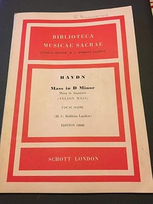 Seller image for Mass in D minor. Missa in angustiis. (Nelson mass.) For soloists (SATB) . chorus and orchestra . Edited by . H. C. Robbins Landon. Vocal score by . Ian Kemp (Biblioteca musicae sacrae) for sale by Drew