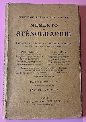 Image du vendeur pour memento de stnographie systme Prevost-Delaunay mis en vente par Lioudalivre