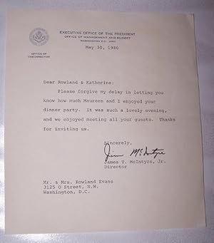 Typed Note Signed by James T. McIntyre, Jr., Director of OMB on Executive Office of the President...