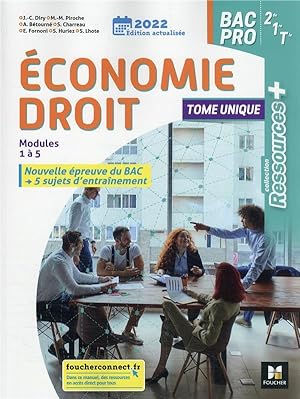 ressources + : économie-droit ; 2de, 1re, terminale bac pro ; livre élève (édition 2022)