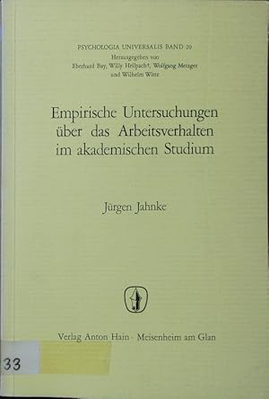 Immagine del venditore per Empirische Untersuchungen ber das Arbeitsverhalten im akademischen Studium. venduto da Antiquariat Bookfarm