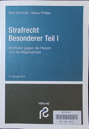 Seller image for Straftaten gegen die Person und die Allgemeinheit. for sale by Antiquariat Bookfarm