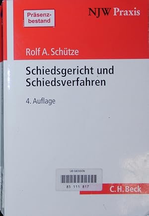 Seller image for Schiedsgericht und Schiedsverfahren. for sale by Antiquariat Bookfarm