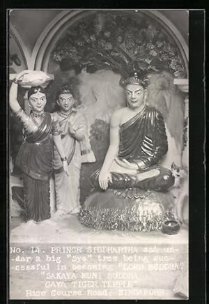 Seller image for Ansichtskarte Singapore, Race Course Road, Gaya Tiger Temple, No. 14, Prince Siddhartha becoming Lord Buddha for sale by Bartko-Reher