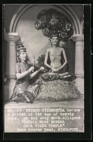 Ansichtskarte Singapore, Race Course Road, Gaya Tiger Temple, No. 13, Prince Siddhartha becoming ...