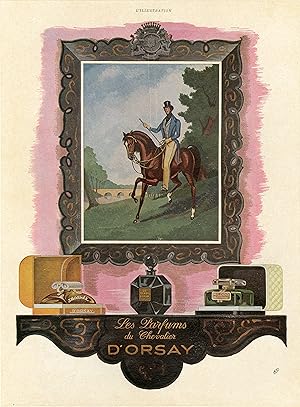 "LES PARFUMS DU CHEVALIER D'ORSAY" Annonce originale entoilée parue dans L'ILLUSTRATION (1941)