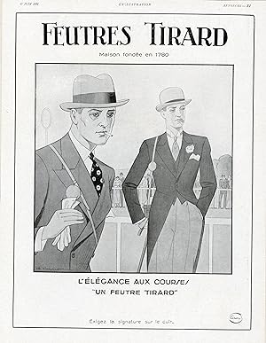 "FEUTRES TIRARD" Annonce originale entoilée parue dans L'ILLUSTRATION du 27/6/1931 illustrée par ...