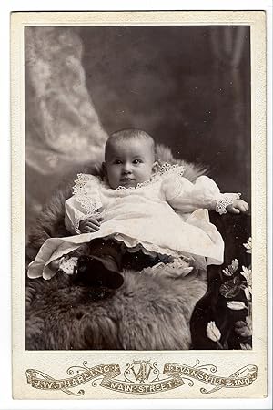 ANTIQUE CABINET CARD PHOTO INFANT BABY BY J.W. THARLING EVANSVILLE INDIANA