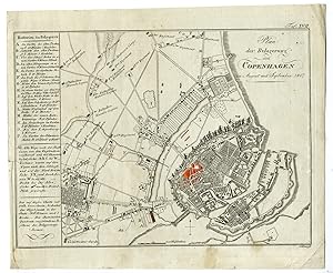 Rare-Antique Map-SIEGE OF COPENHAGEN-Schleuen-Gross-1808