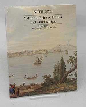 Bild des Verkufers fr Valuable Printed Books and Manuscripts, 27th Sept. 1988 zum Verkauf von Attic Books (ABAC, ILAB)