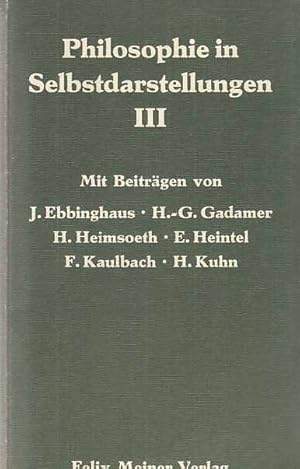 Bild des Verkufers fr Philosophie in Selbstdarstellungen; Bd. 3. zum Verkauf von Fundus-Online GbR Borkert Schwarz Zerfa