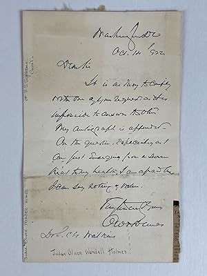 OLIVER WENDELL HOLMES: AUTOGRAPH LETTER SIGNED