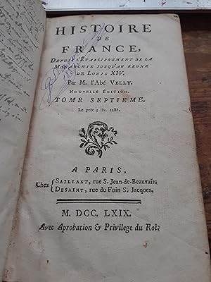 Imagen del vendedor de histoire de france depuis l'tablissement de la monarchie jusqu'au rgne de LOUIS XIV a la venta por MBLIVRES