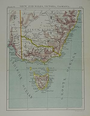 Nieuw Zuid-Wales, Victoria, Tasmania. Farblithographierte Karte. Amsterdam, Emrik & Binger 1882, ...