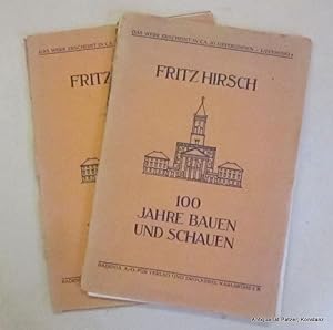 Image du vendeur pour 100 Jahre Bauen und Schauen. Ein Buch fr Jeden, der sich mit Architektur aus Liebe beschftigt, oder weil sein Beruf es so will. Nur Lieferung 1 u. 2. Karlsruhe, Badenia, 1928. Lex.-8vo. Mit 2 Falttafeln u. 29 Abbildungen. 96 S. Or.-Umschlge; lose. mis en vente par Jrgen Patzer