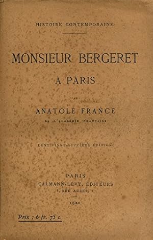 Image du vendeur pour Monsieur Bergeret à Paris / 1920 / Anatole France / Réf15630 mis en vente par Ammareal