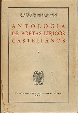 Imagen del vendedor de Antologa de poetas lricos castellanos. Tomo I. Parte 1: La poesa en la Edad Media. I. (Edicin Nacional de las Obras Completas de Menndez Pelayo, XVII. Edicin preparada por Enrique Snchez Reyes). a la venta por La Librera, Iberoamerikan. Buchhandlung