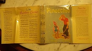 Seller image for PINOCCHIO BY CARLO COLLODI , Rainbow Classics Edition #R-9 , ADVENTURE, AUGUST 1946, STATED 1ST PRINTING ON COPYRIGHT PG, ILLUSTRATED BY BY RICHARD FLOETHE. IN COLOR DUUSTJACKET, This is the story of the adventures of wooden puppet who becomes little boy. for sale by Bluff Park Rare Books