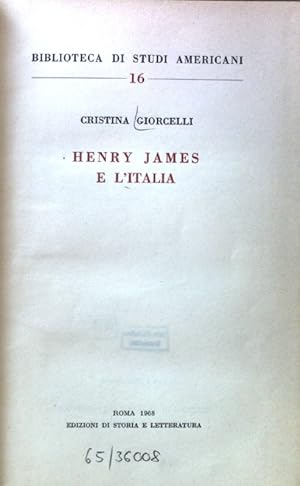 Bild des Verkufers fr Henry James e l'Italia; Biblioteca di Studi Americani, 16; zum Verkauf von books4less (Versandantiquariat Petra Gros GmbH & Co. KG)