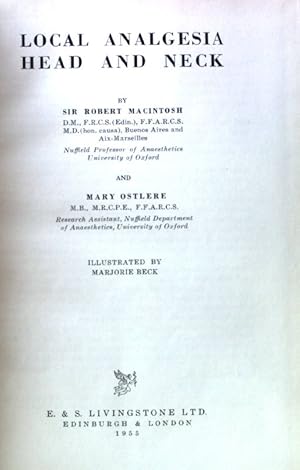 Imagen del vendedor de Local Analgesia Head and Neck; a la venta por books4less (Versandantiquariat Petra Gros GmbH & Co. KG)