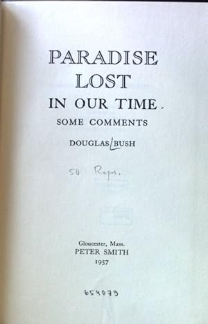 Bild des Verkufers fr Paradise lost in our Time. Some Comments; zum Verkauf von books4less (Versandantiquariat Petra Gros GmbH & Co. KG)