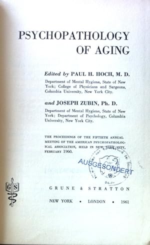 Bild des Verkufers fr Psychopathology of Aging; zum Verkauf von books4less (Versandantiquariat Petra Gros GmbH & Co. KG)