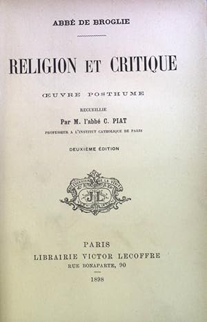 Seller image for Religion et critique oeuvre posthume for sale by books4less (Versandantiquariat Petra Gros GmbH & Co. KG)