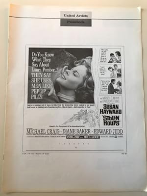 Bild des Verkufers fr Stolen Hours Pressbookc 1963 Susan Hayward, Michael Craig, Diane Baker zum Verkauf von AcornBooksNH