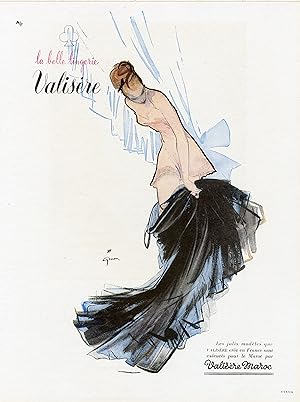 "VALISÈRE MAROC" Annonce originale entoilée parue dans PLAISIR DE FRANCE en 1948 par GRUAU