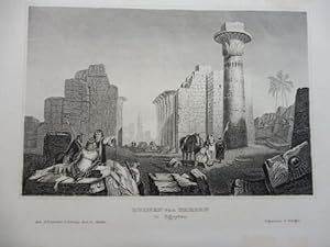 ORIGINAL- STAHLSTICH : RUINEN von THEBEN in Egypten.