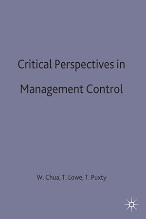Bild des Verkufers fr Critical Perspectives in Management Control zum Verkauf von moluna