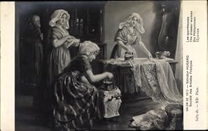 Künstler Ansichtskarte / Postkarte Hugard, S., The dresser women, Die Plätterinnen, Bügeleisen