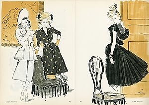 "JEAN PATOU" Double annonce originale entoilée parue dans PLAIRE en 1945 illustrée par GRUAU